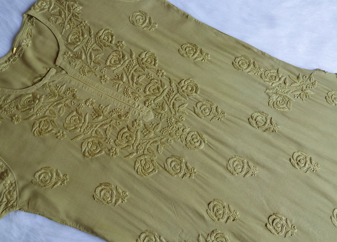 Gul Pastel Olive Scalloped Rayon set