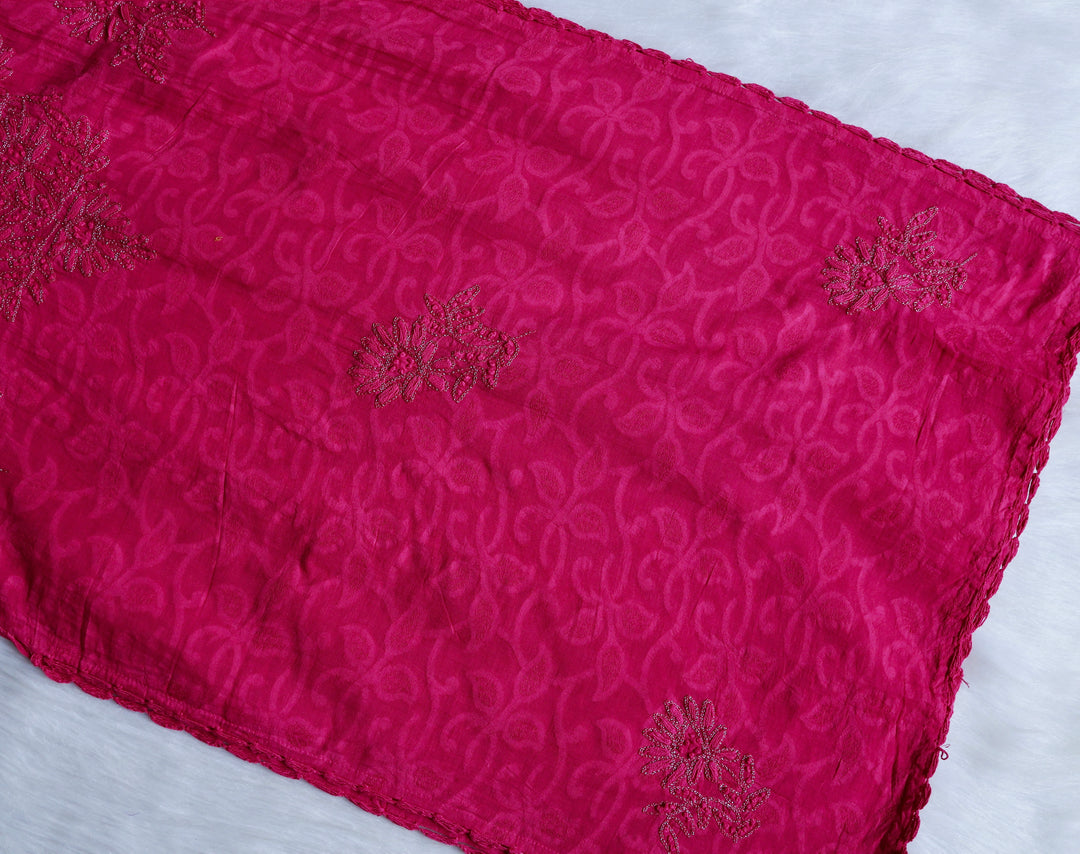 Deep Pink Long Cotton Jacquard kurta