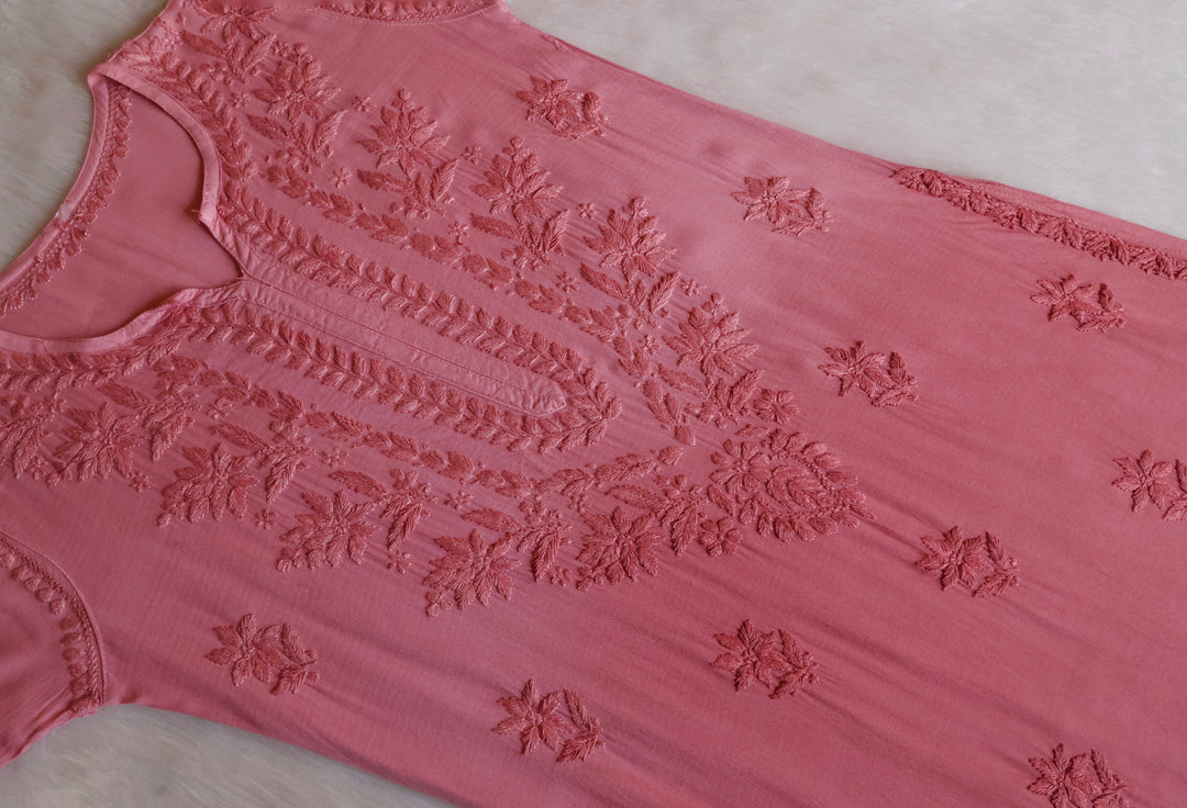 Alfiya Rose Brown Long Ombre Rayon Kurta