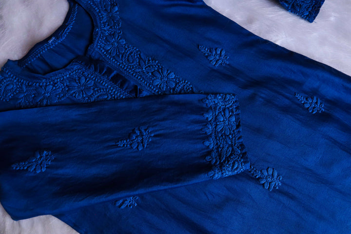 Zimra Luxe Royal Blue 3 Piece Pure Chanderi set
