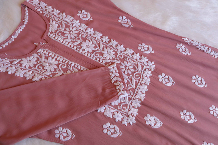 Zahrah Rose Brown Rayon Kurta Pant set