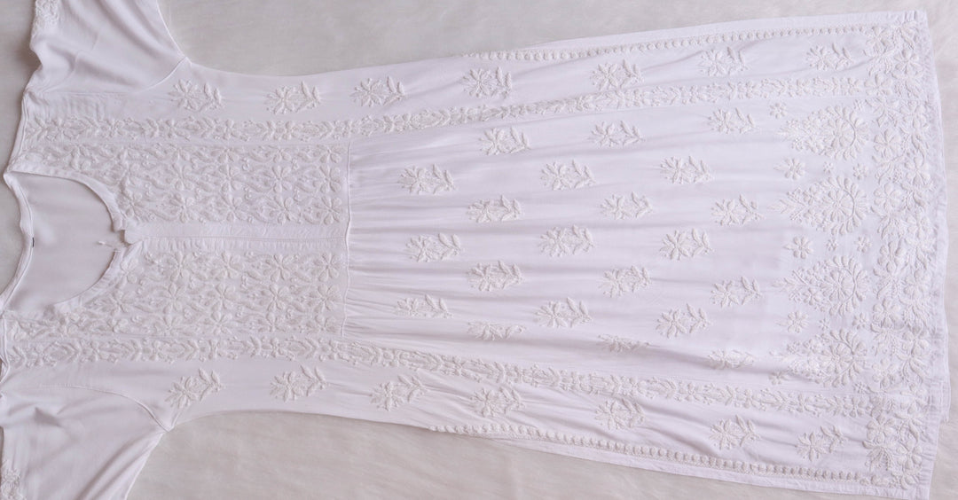 Ayesha White Nyra Cut Rayon Kurta