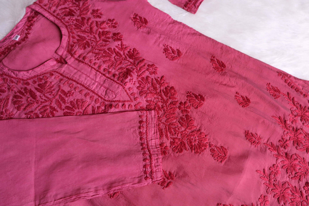 Layla Mauve Pink Short Chanderi Kurta