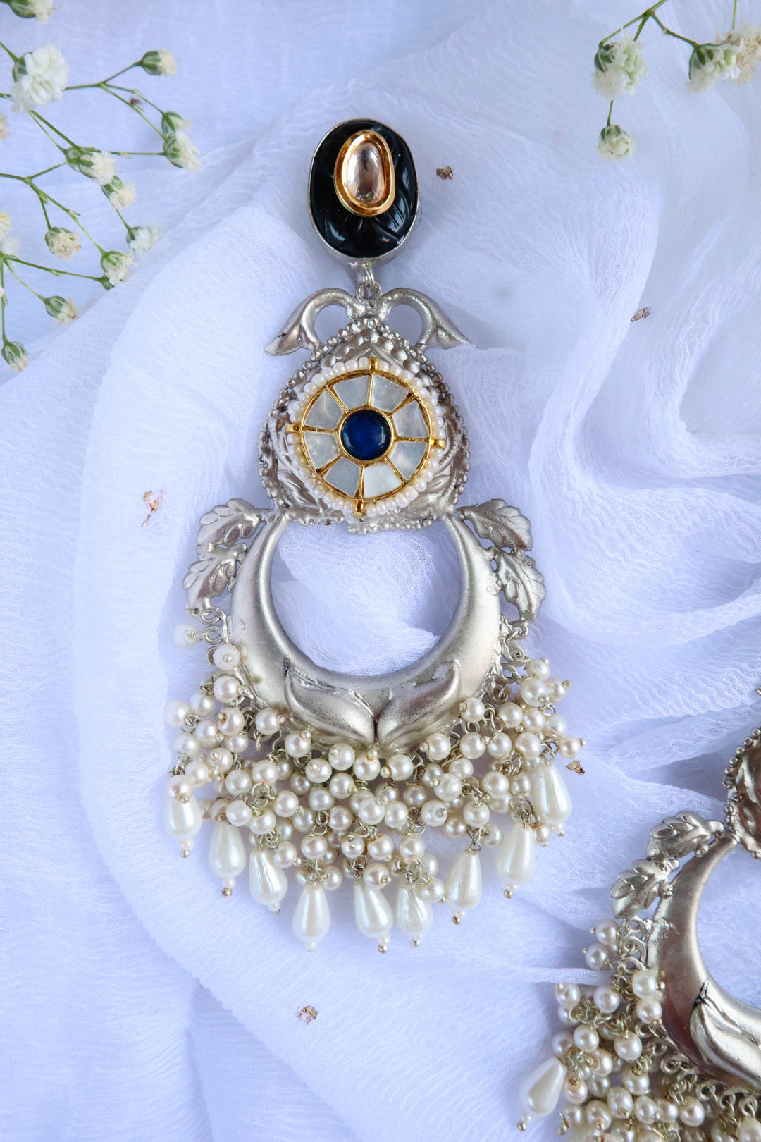 Silver Plated Long Pearl Tassel earrings