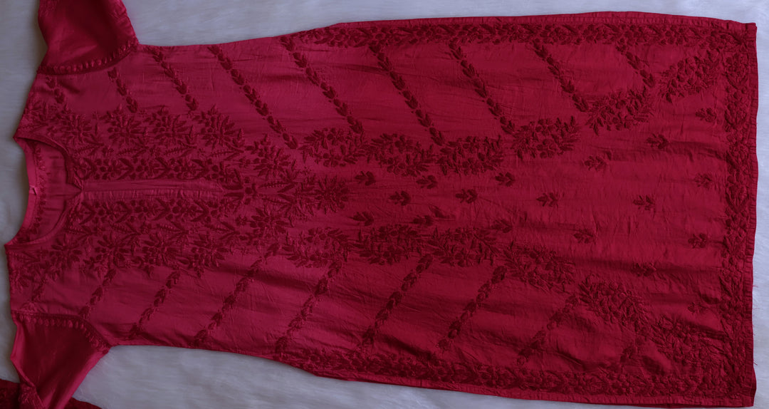 Jannat Burgundy Pure Chanderi set