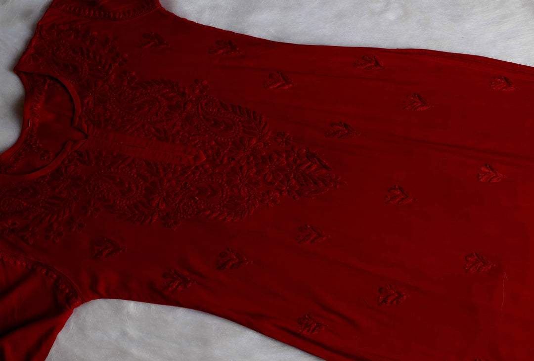 Zahrah Maroon Ombre Long Rayon Kurta