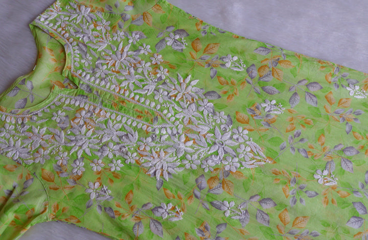 Ayra Parrot Green Pure Mulmul set