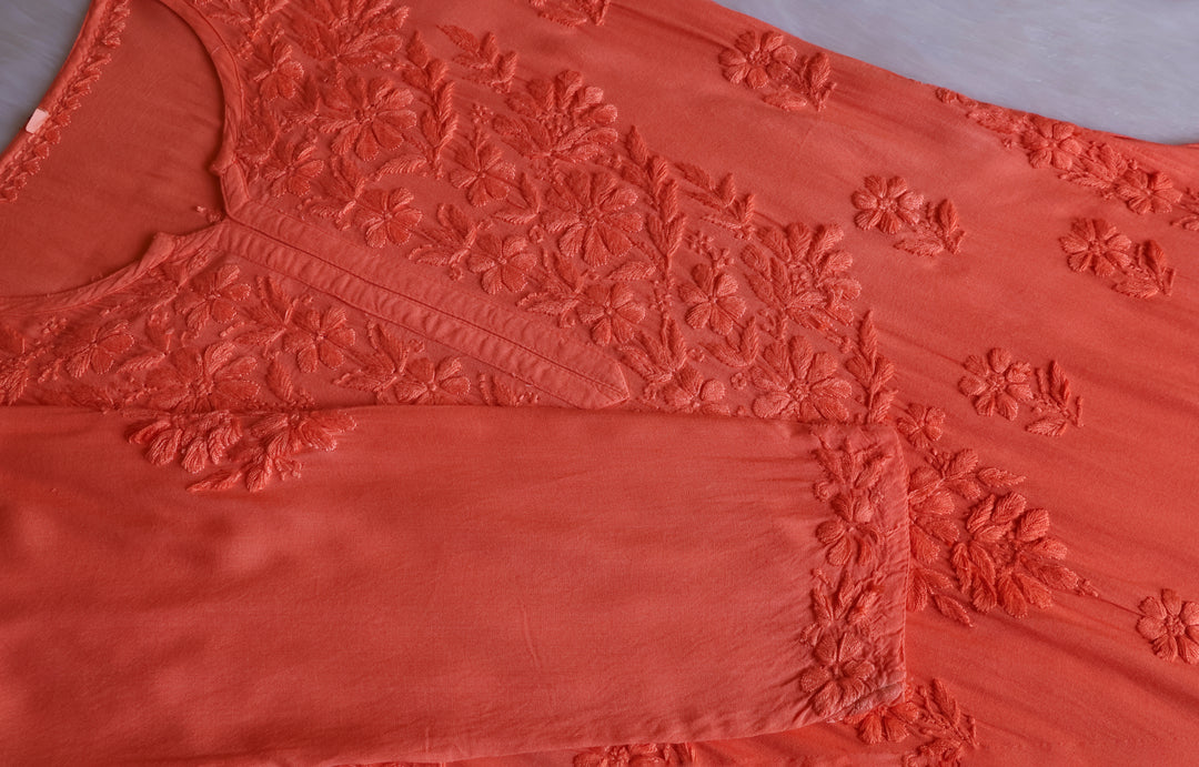 Sanam Peach Ombre Long Rayon Kurta