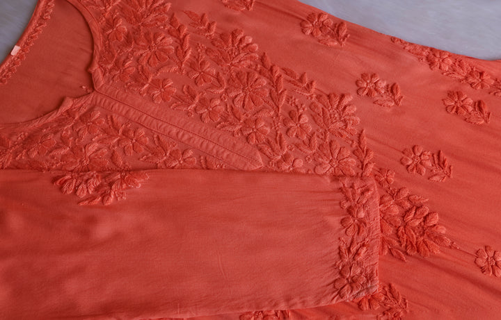 Sanam Peach Ombre Long Rayon Kurta
