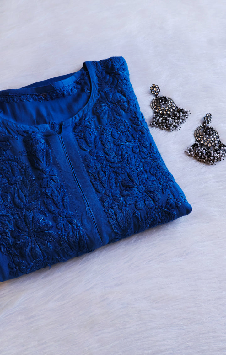 Zahrah Royal Blue Ombre Long Rayon Kurta