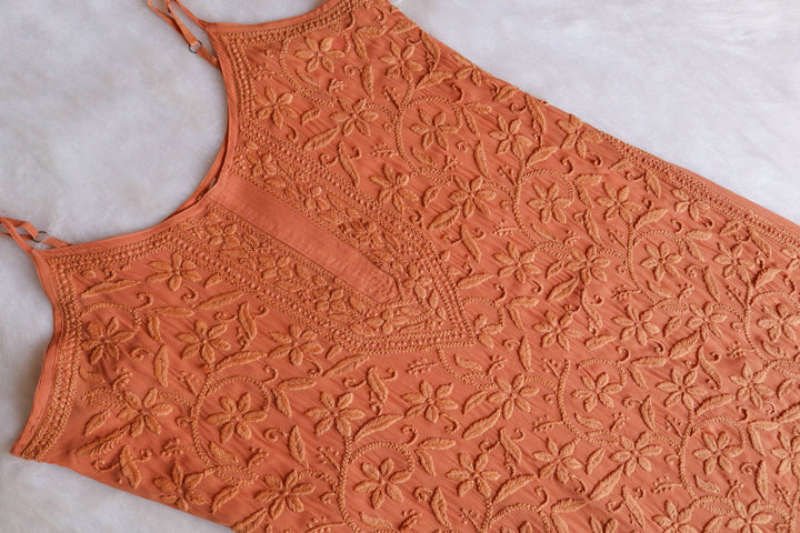 Mehr Rose Brown Viscose Strappy Kurta