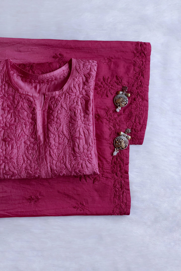 Jannat Dusty Purple Pure Chanderi set