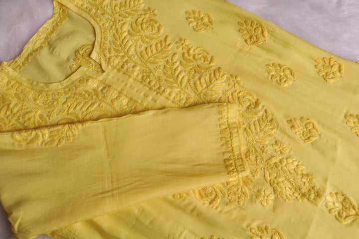 Zenara Yellow Chanderi Kurta