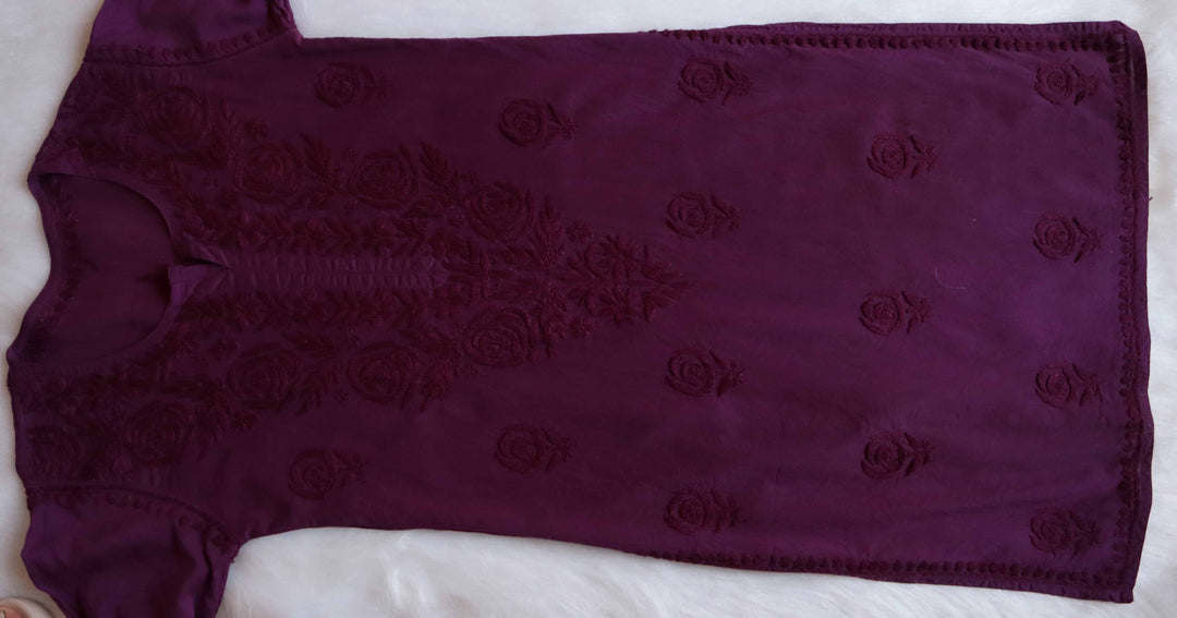 Noura Deep Purple Pure Mulmul Kurta