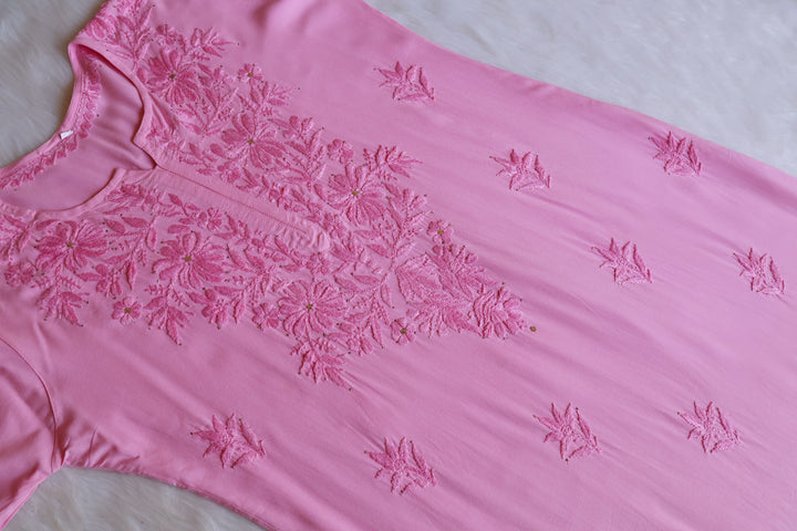 Naira Baby Pink Rayon Mukaish 3 Piece Set