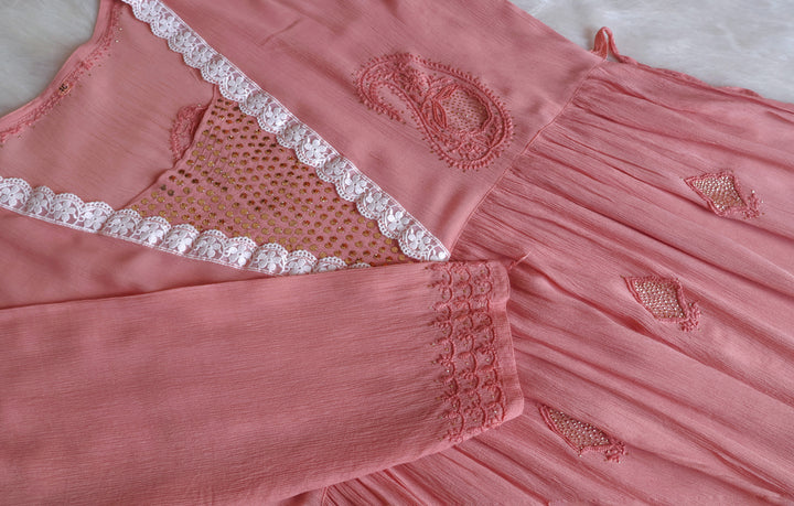 Anabiya Rose Brown Pure Chiffon Dress