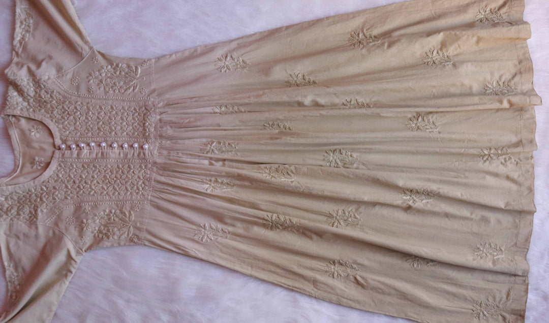 Hoorain Beige Pure Cotton Dress