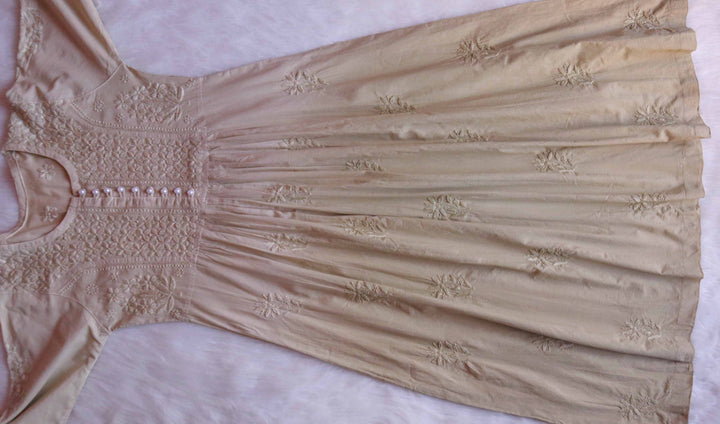 Hoorain Beige Pure Cotton Dress