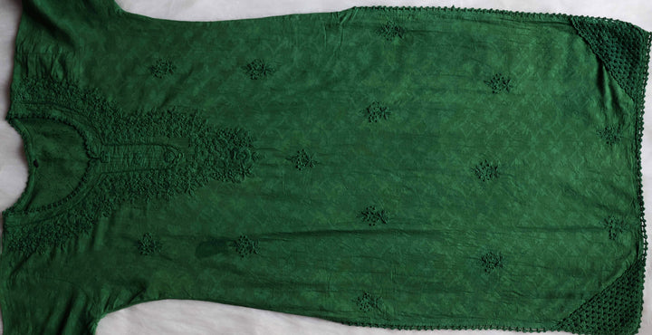 Aaliyah Deep Green Long Jacquard Cotton kurta