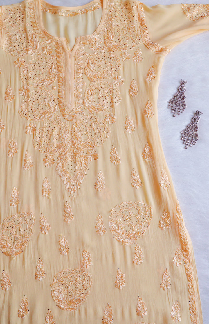 Hanaa Yellow Viscose Georgette Kurta