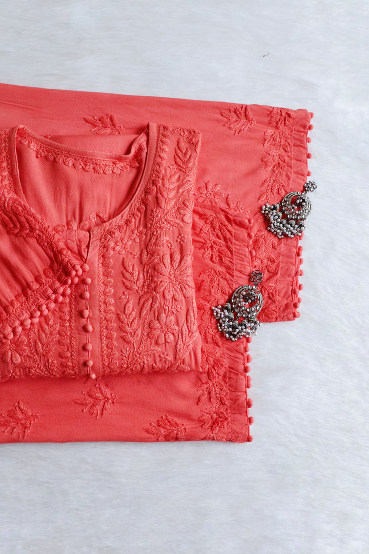 Enaara Rose Pink Potli Button Rayon set