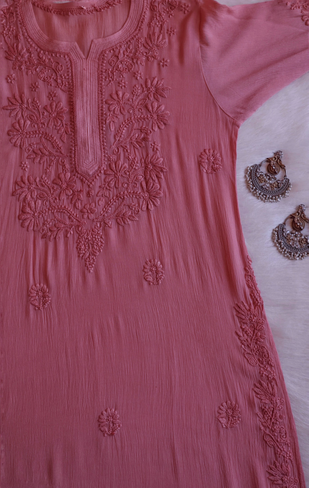 Mehr Rose Brown Pure Chiffon Kurta