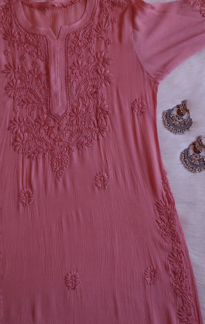 Mehr Rose Brown Pure Chiffon Kurta