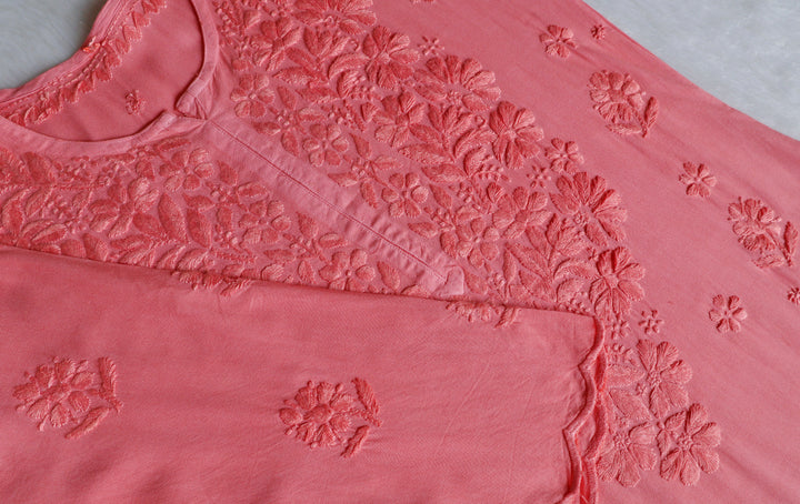 Alishba Rose Pink Scalloped Rayon set