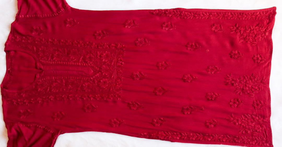 Aayat Red Rayon Kurta Pant set