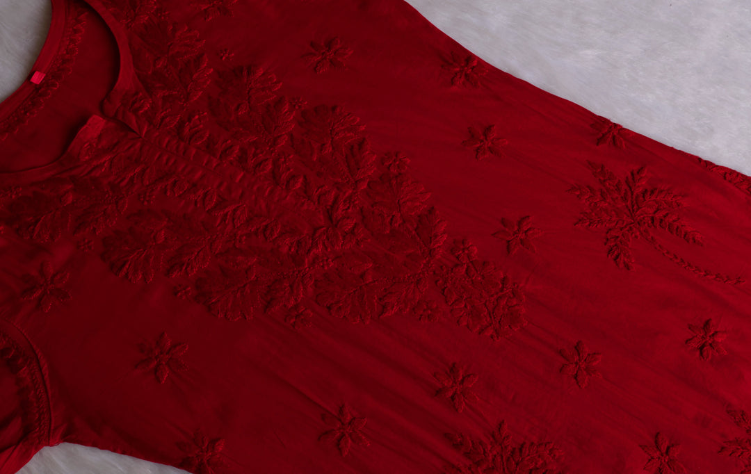 Zaira Red Pure Cotton Kurta