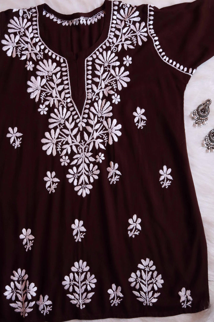 Aayat Chocolate Brown Short Rayon Kurta