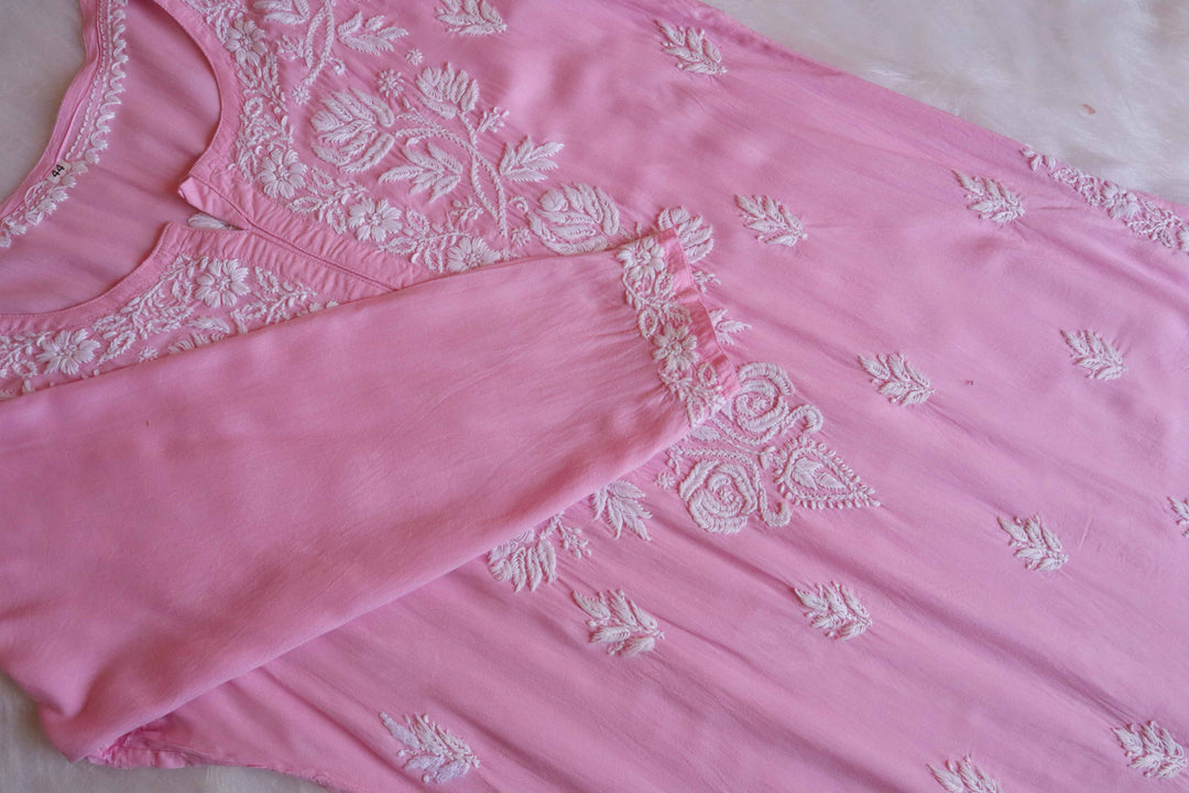 Gul Baby Pink Long Modal Kurta
