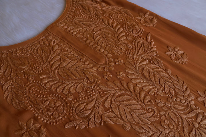 Zimra Brown Viscose Sleeveless Set