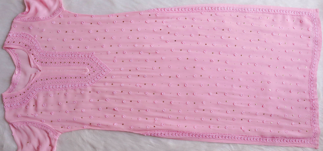 Mahaa Baby Pink Viscose Georgette Kurta