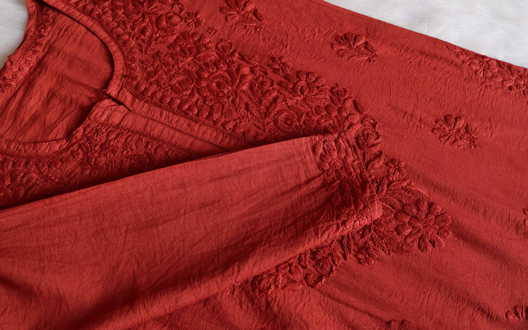 Jannat Rust Chanderi Kurta