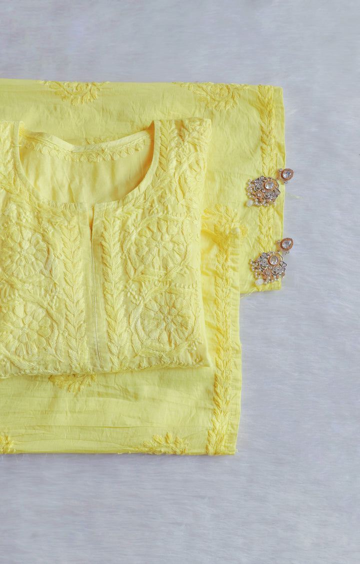 Alfiya Lemon Yellow Pure Chanderi set