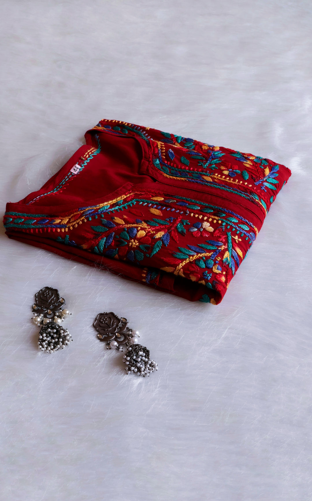 Maaham Maroon & Multicoloured Short Rayon Kurta