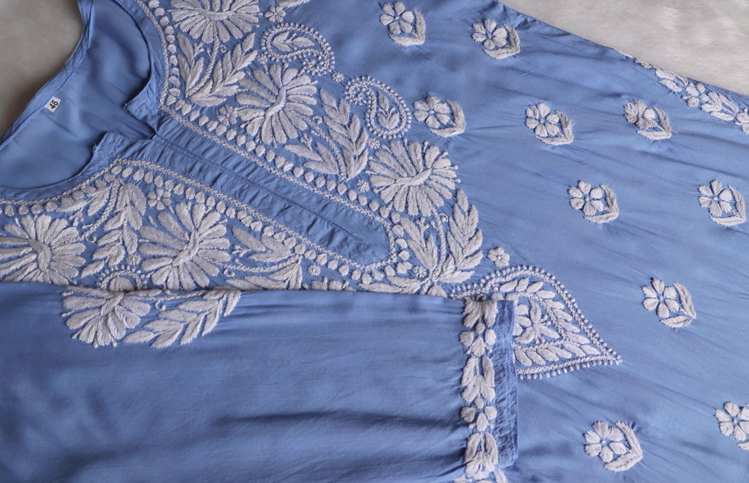 Mahnoor Ice Blue Long Modal Kurta