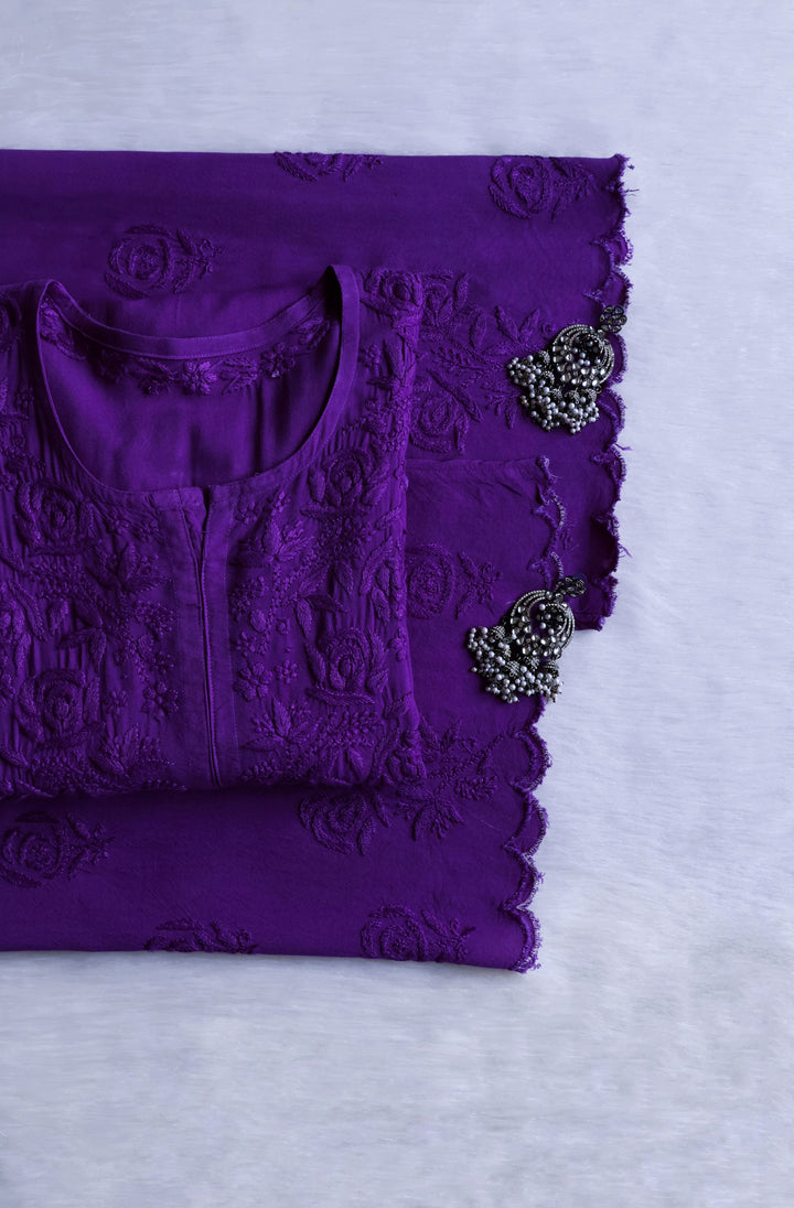Gul Deep Purple Scalloped Rayon set