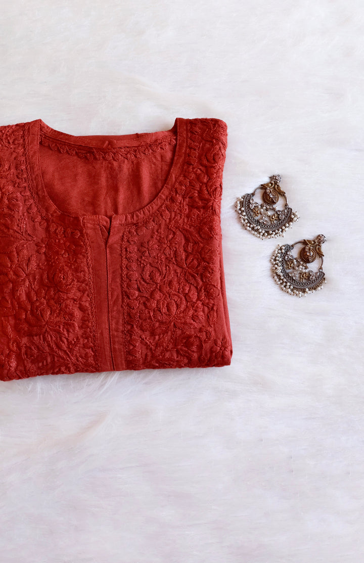 Jannat Rust Chanderi Kurta