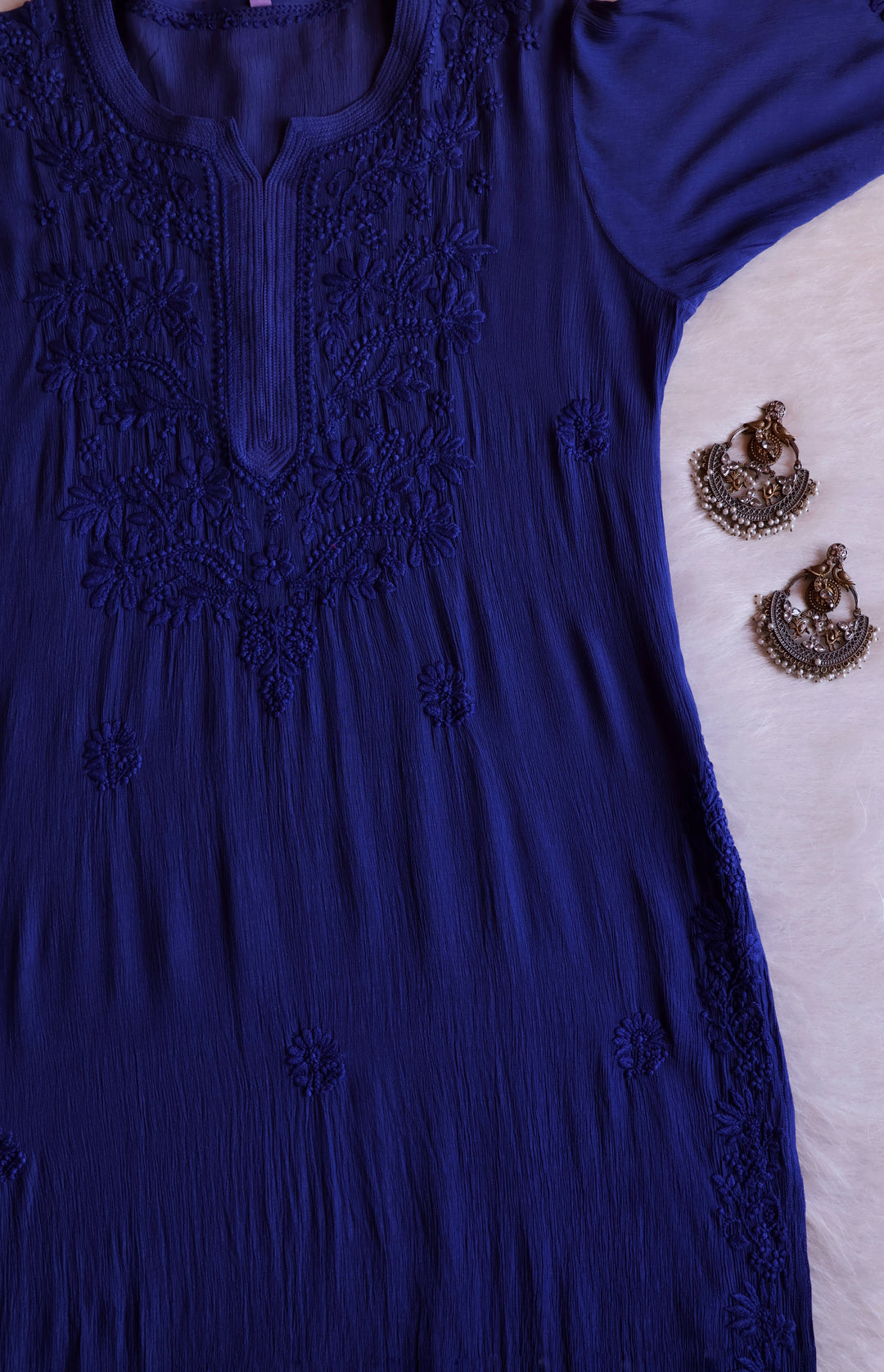 Mehr Royal Blue Pure Chiffon Kurta