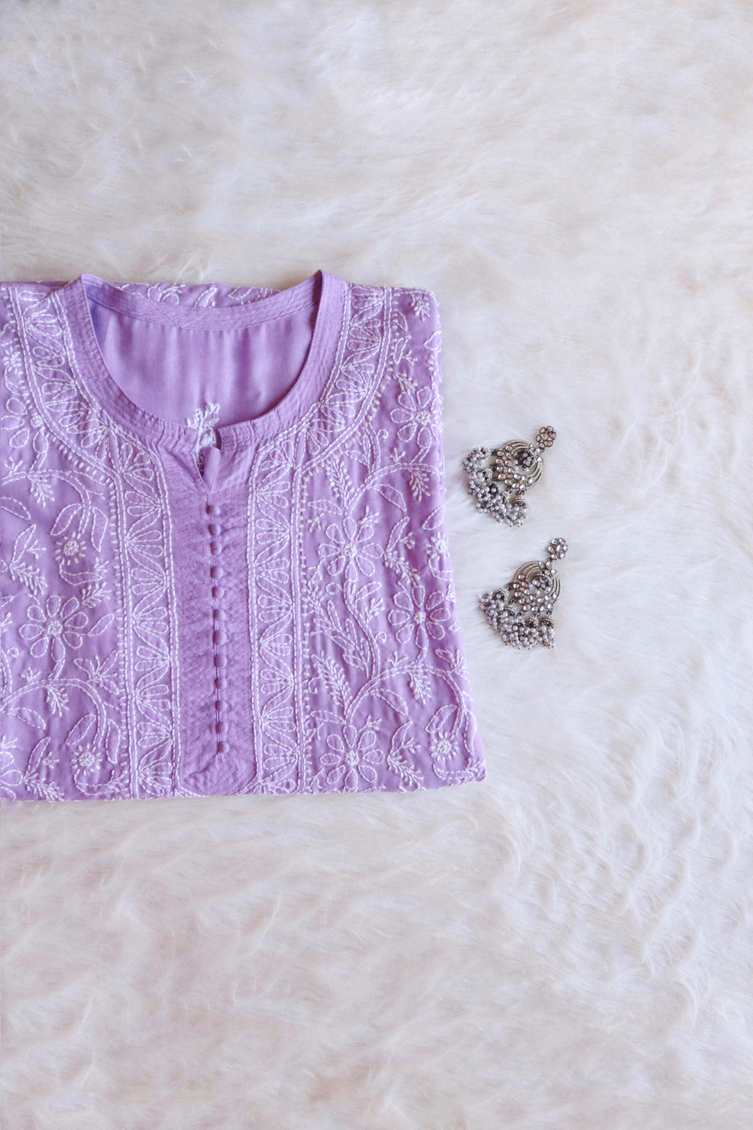 Zaisha Lavender Cotton Mulmul long kurta