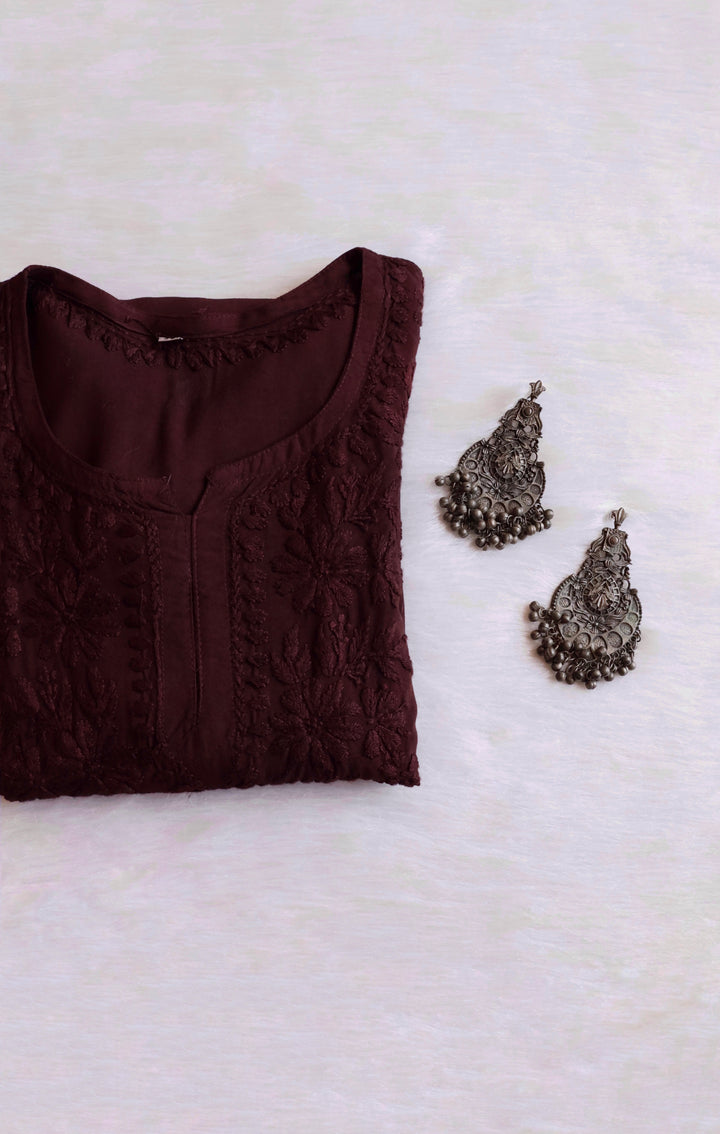 Aliyah Chocolate Brown Short Rayon Kurta