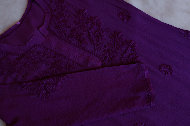 Mehr Deep Purple Pure Chiffon Kurta