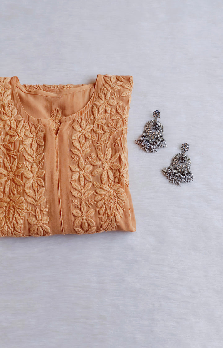 Waliya Beige Viscose Georgette Kurta