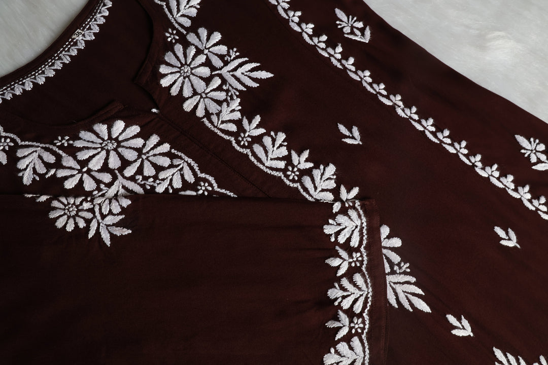 Zainab Chocolate Brown Long Rayon kurta