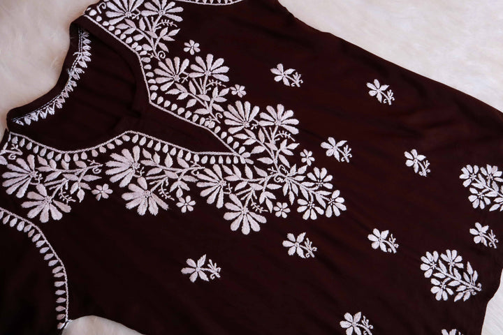 Aayat Chocolate Brown Short Rayon Kurta