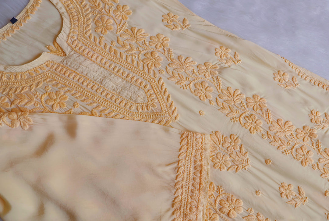 Haya Yellow Pure Crepe Kurta