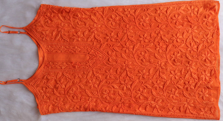 Mehr Orange Viscose Strappy Kurta