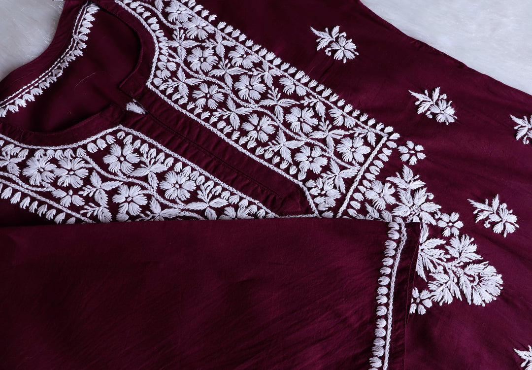 Waliya Deep Plum Cotton Kurta